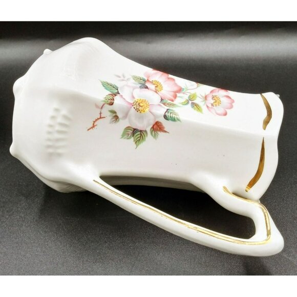 House of Webster Vintage Floral Pitcher 16oz Porcelain Gold Trim Victorian Style - Picture 14 of 15